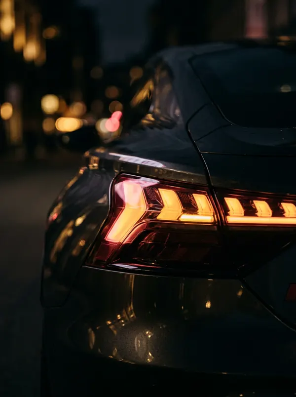 Illuminated car tail lamp and body panel